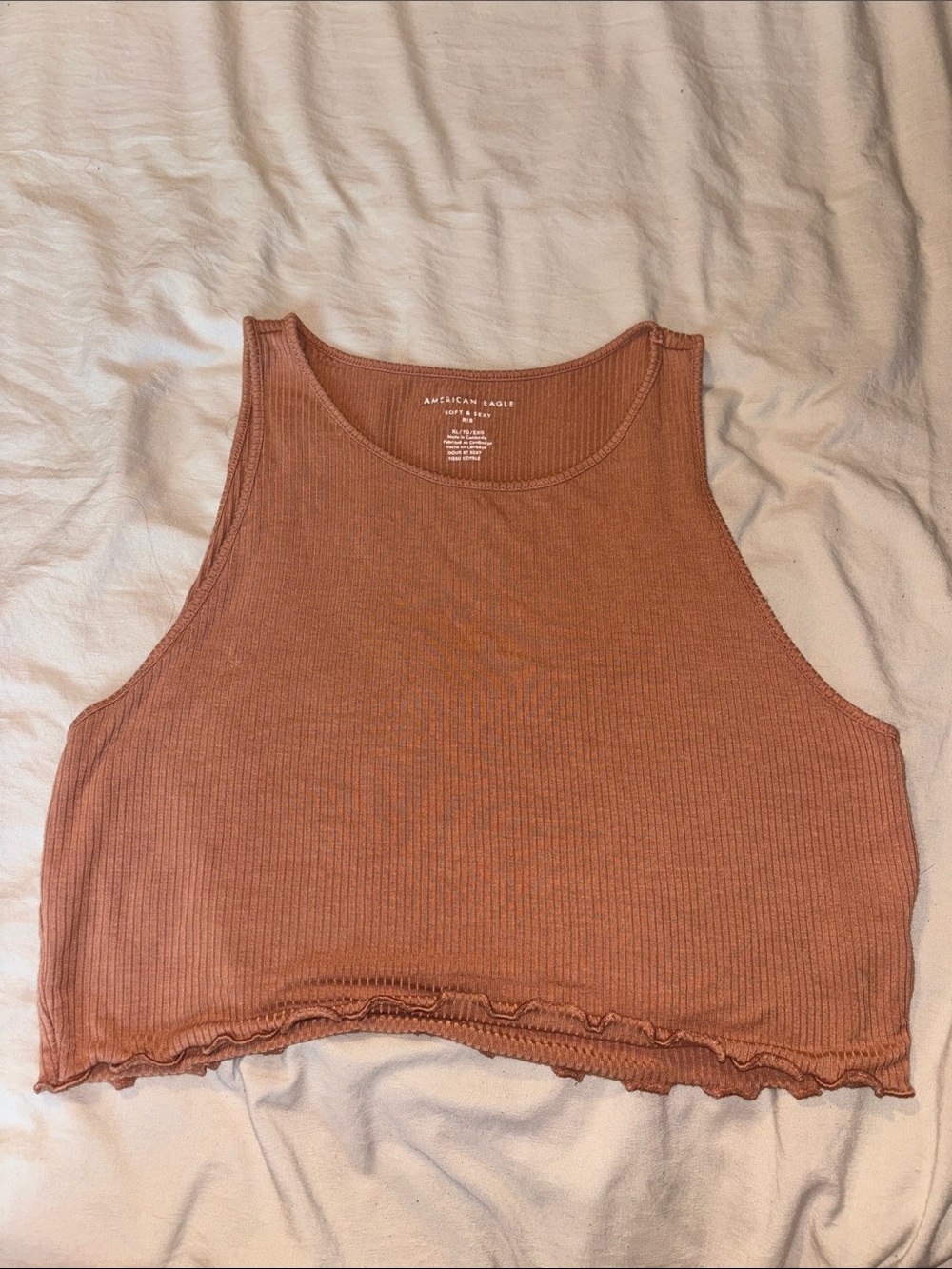 American Eagle Outfitters Ribbed Crop Tank - Rusty Brown